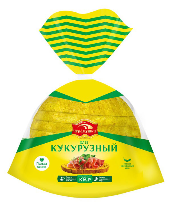 Хлеб пшеничный белый Черёмушки Кукурузный с семенами подсолнечника нарезка, 300 г