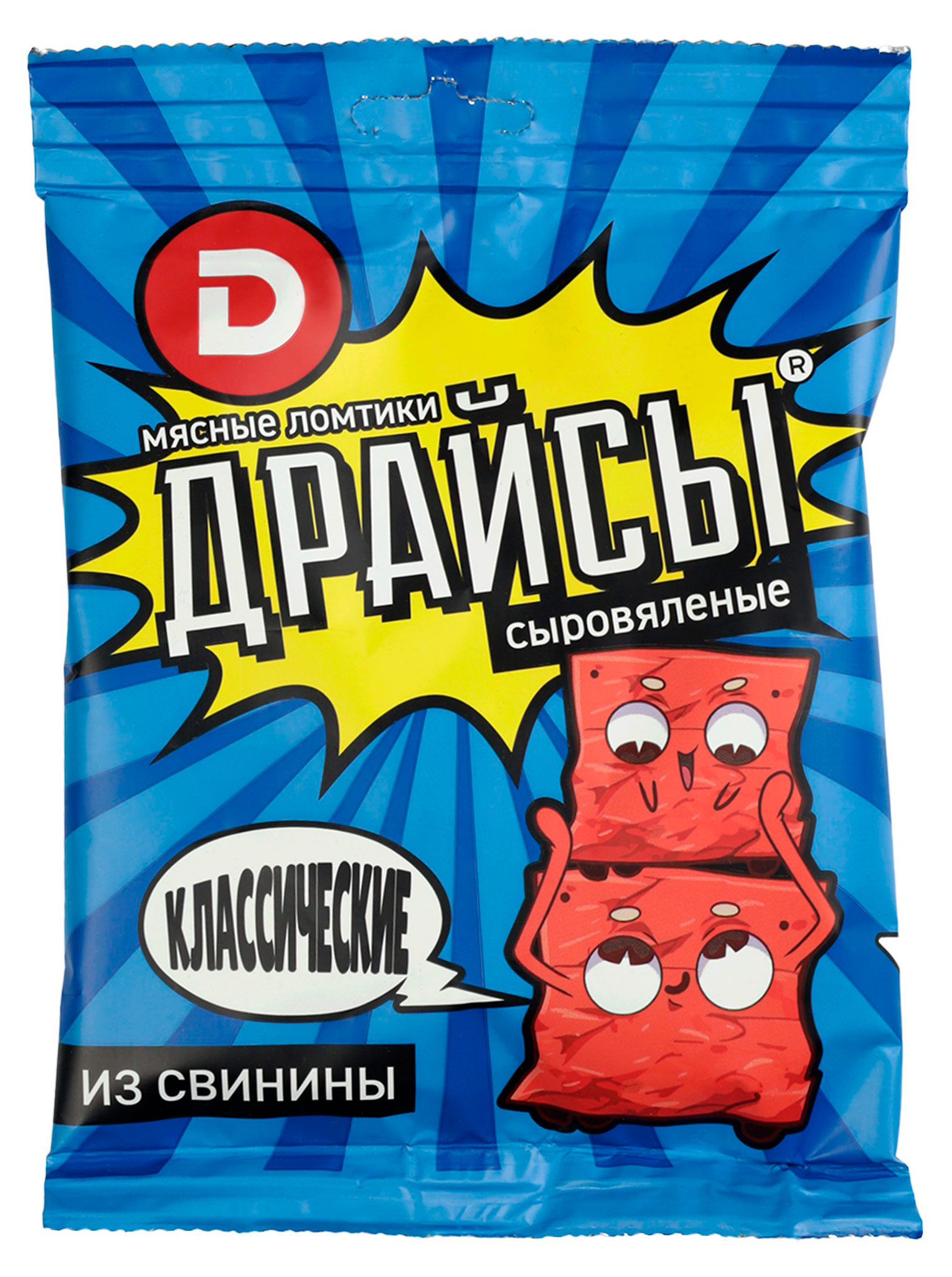 Мясные снеки Ломтики из свинины сыровяленые ДЫМОВ Драйсы классические, 30 г