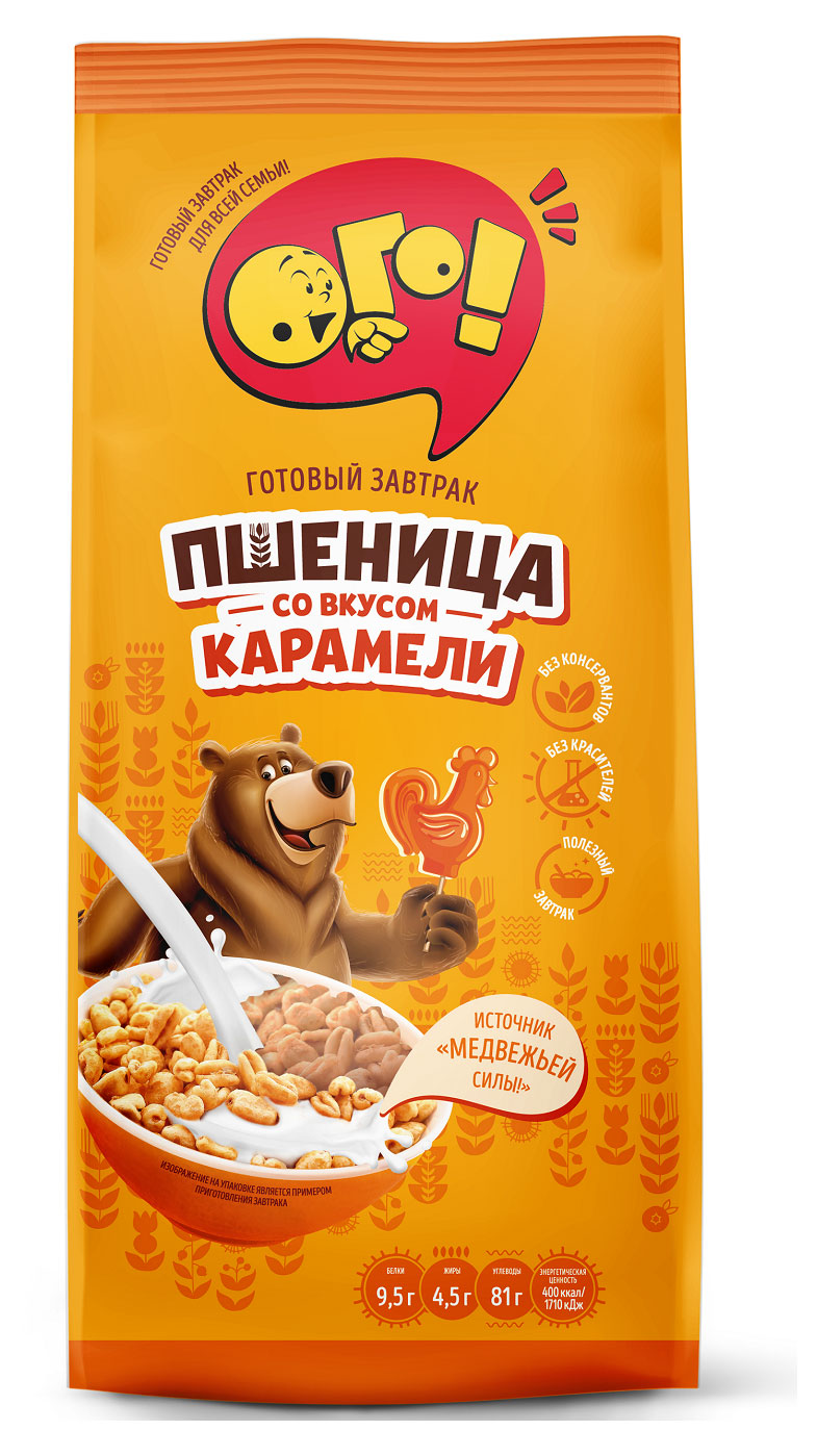 Готовый завтрак ОГО! пшеница со вкусом карамели, 150 г