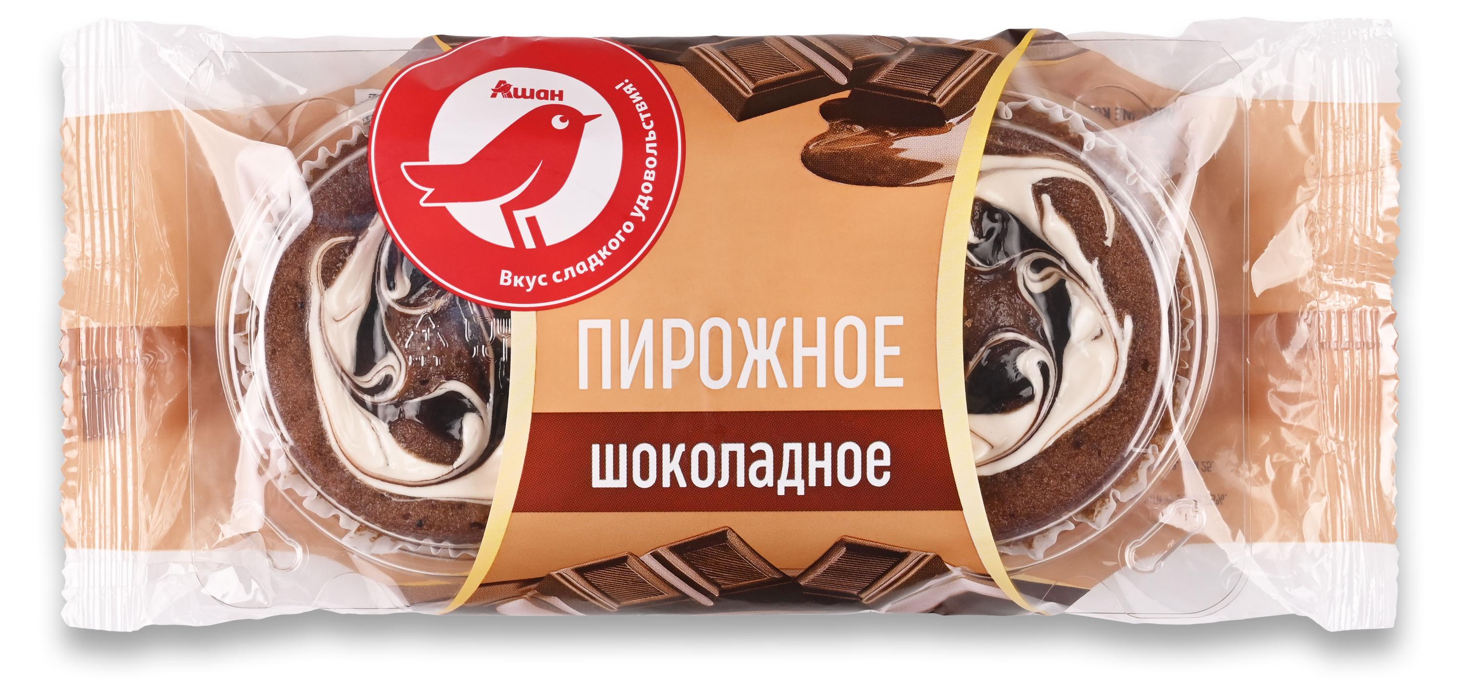 Пирожные бисквитные АШАН Красная птица Шоколадные 2 шт, 130 г