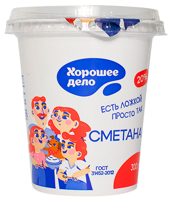 Сметана Хорошее дело 20% БЗМЖ, 300 г