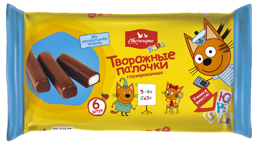 Творожные палочки Три Кота Свитлогорье Kids глазированные из натурального творога ваниль для детей 16% 6 шт х 30 г, 180 г
