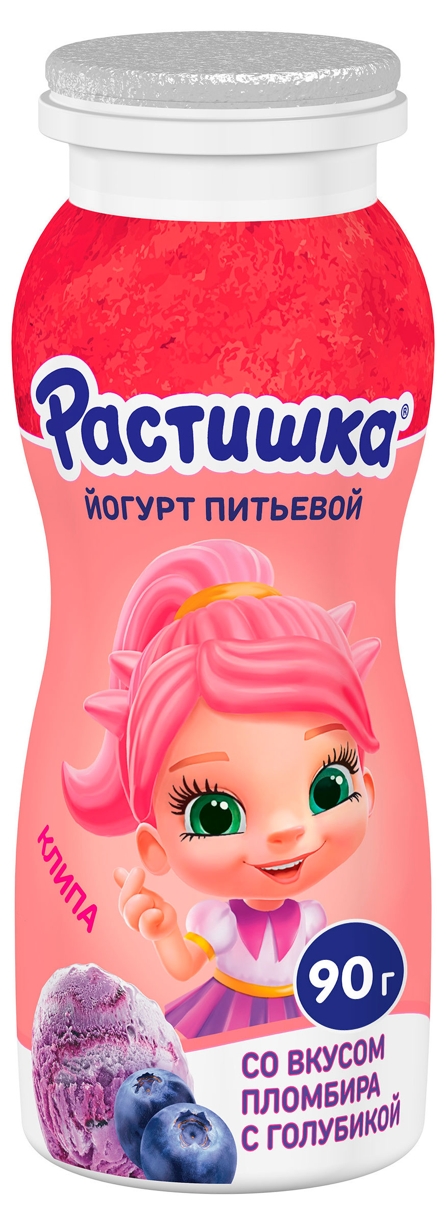 Йогурт питьевой детский Растишка со вкусом пломбира с голубикой 1,6% БЗМЖ, 90 г