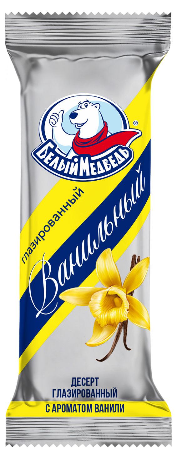 Десерт глазированный Белый Медведь Сырок с ароматом ванили батончик 25% ЗМЖ, 40 г