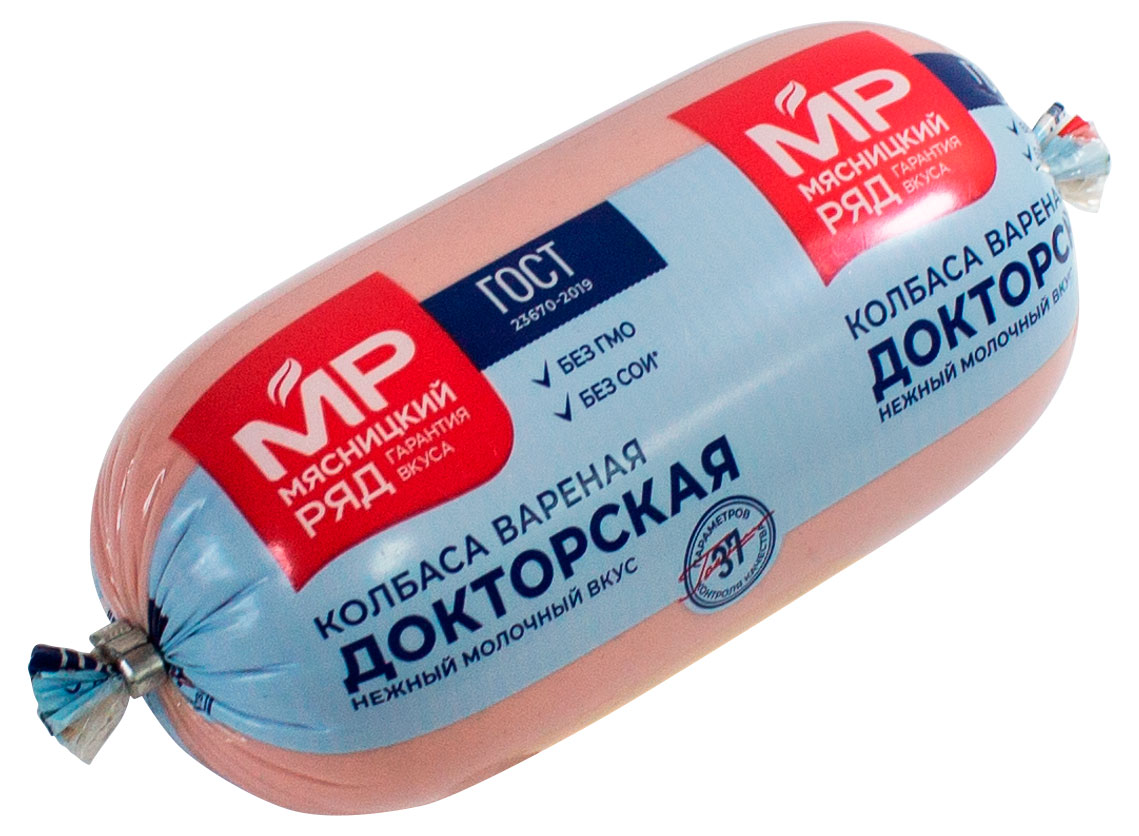 Колбаса вареная Мясницкий ряд Докторская из свинины и говядины без сои ГОСТ, 400 г
