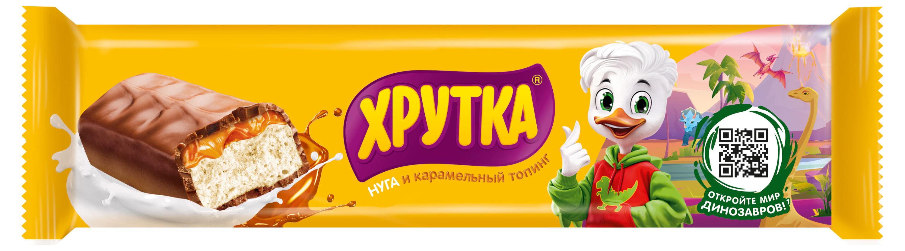 Конфета ХРУТКА с нугой мягким карамельным слоем и молочным шоколадом, 27 г