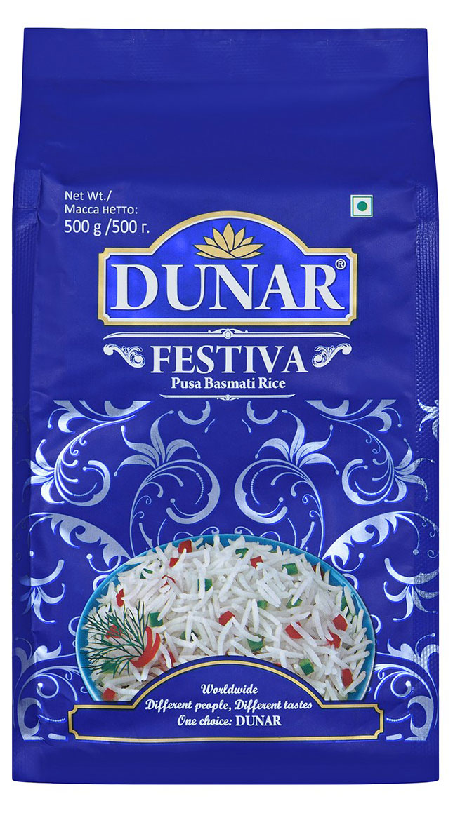 Рис длиннозерный Dunar Басмати Фест Индия, 500 г