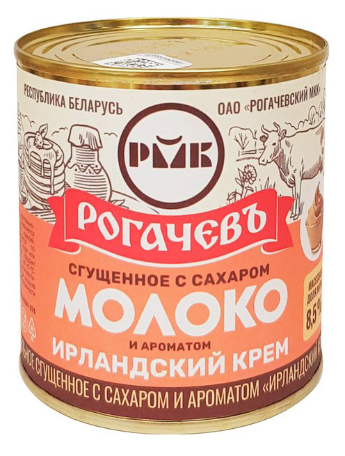 Молоко сгущенное цельное Рогачевъ Ирландский крем с сахаром 8,5% Беларусь, 380 г