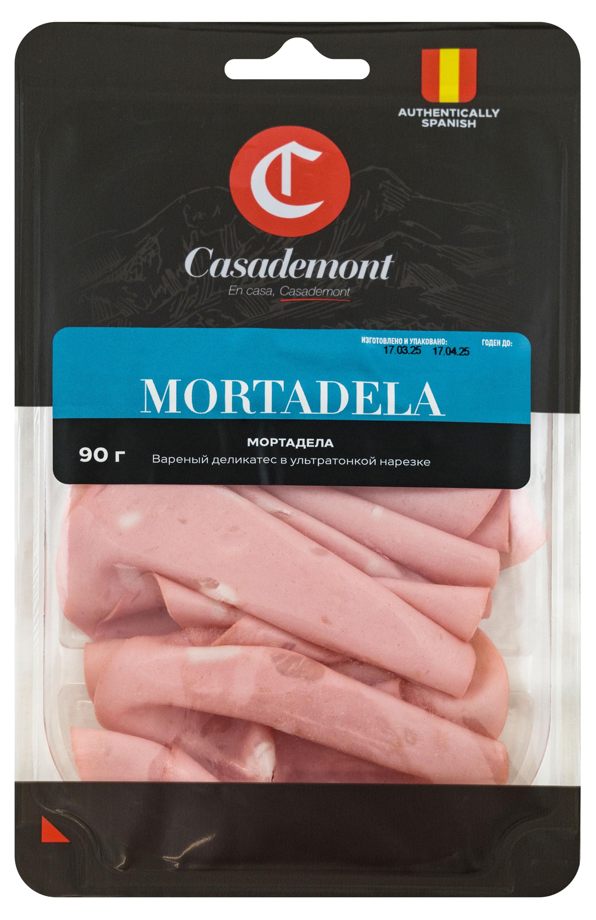 Колбаса вареная Casademont Mortadella Мортадела из свинины нарезка, 90 г