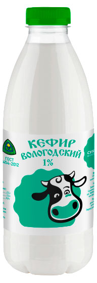 Кефир Вологодский 1% БЗМЖ, 930 г