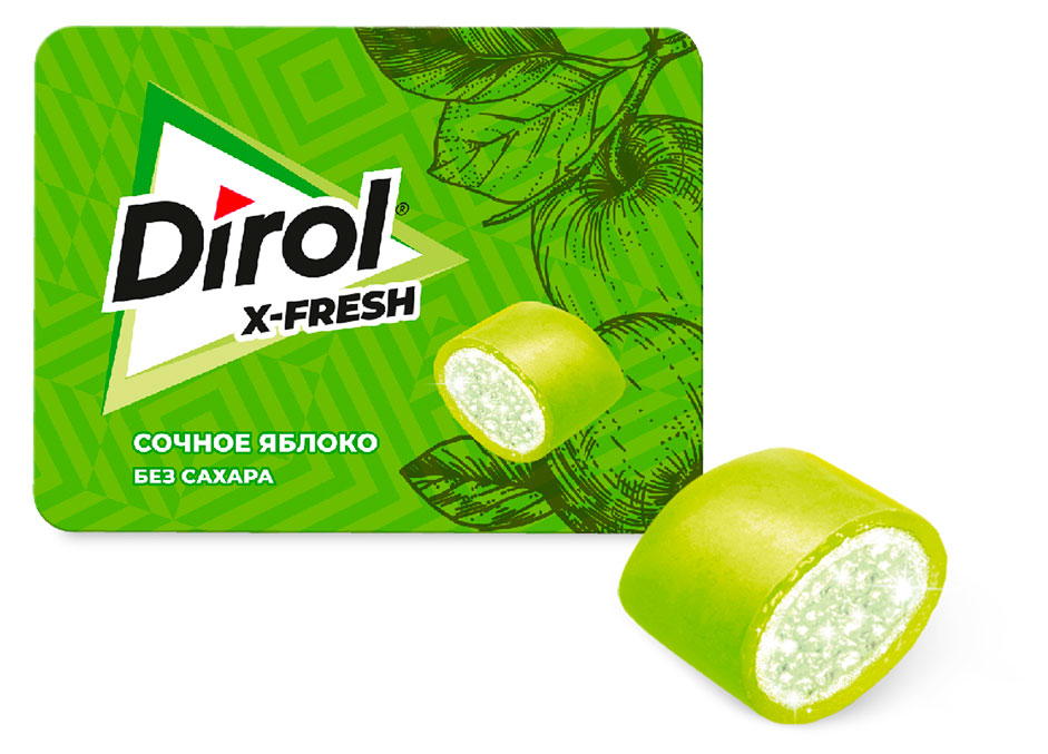 Резинка жевательная Dirol XFRESH сочное яблоко без сахара, 16 г