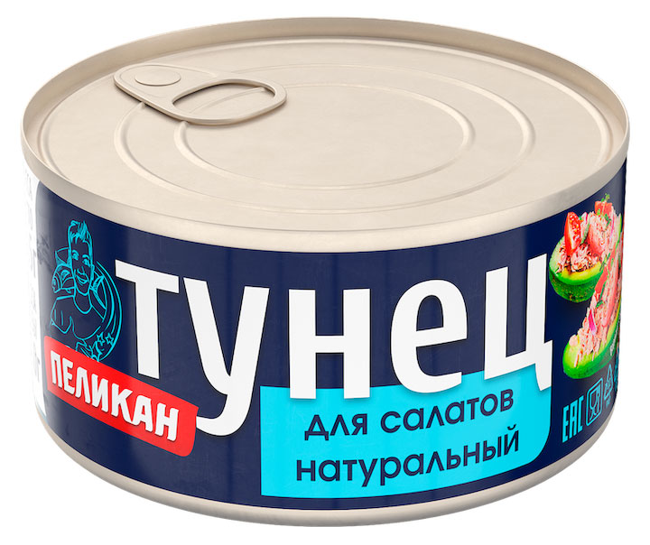 Тунец Пеликан в собственном соку для салатов Таиланд, 185 г