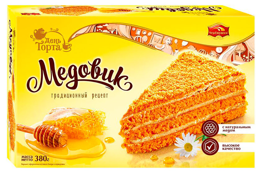 Торт медово-заварной День торта Медовик с начинкой со вкусом вареной сгущенки, 380 г