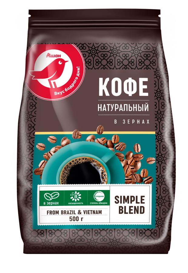 Кофе в зернах АШАН Красная птица, 500 г