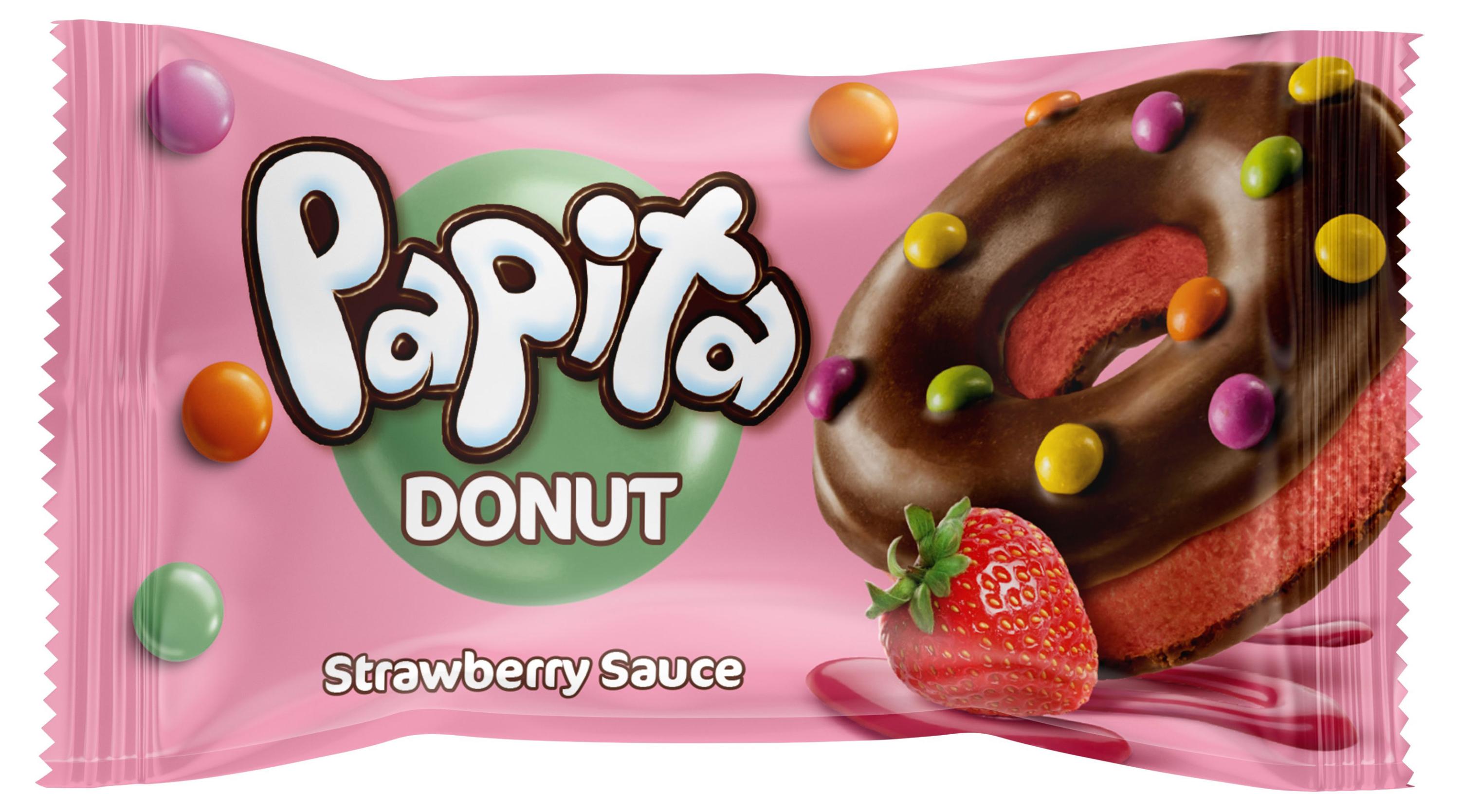 Кекс Papita Donut с клубничной начинкой и цветным драже Турция, 40 г