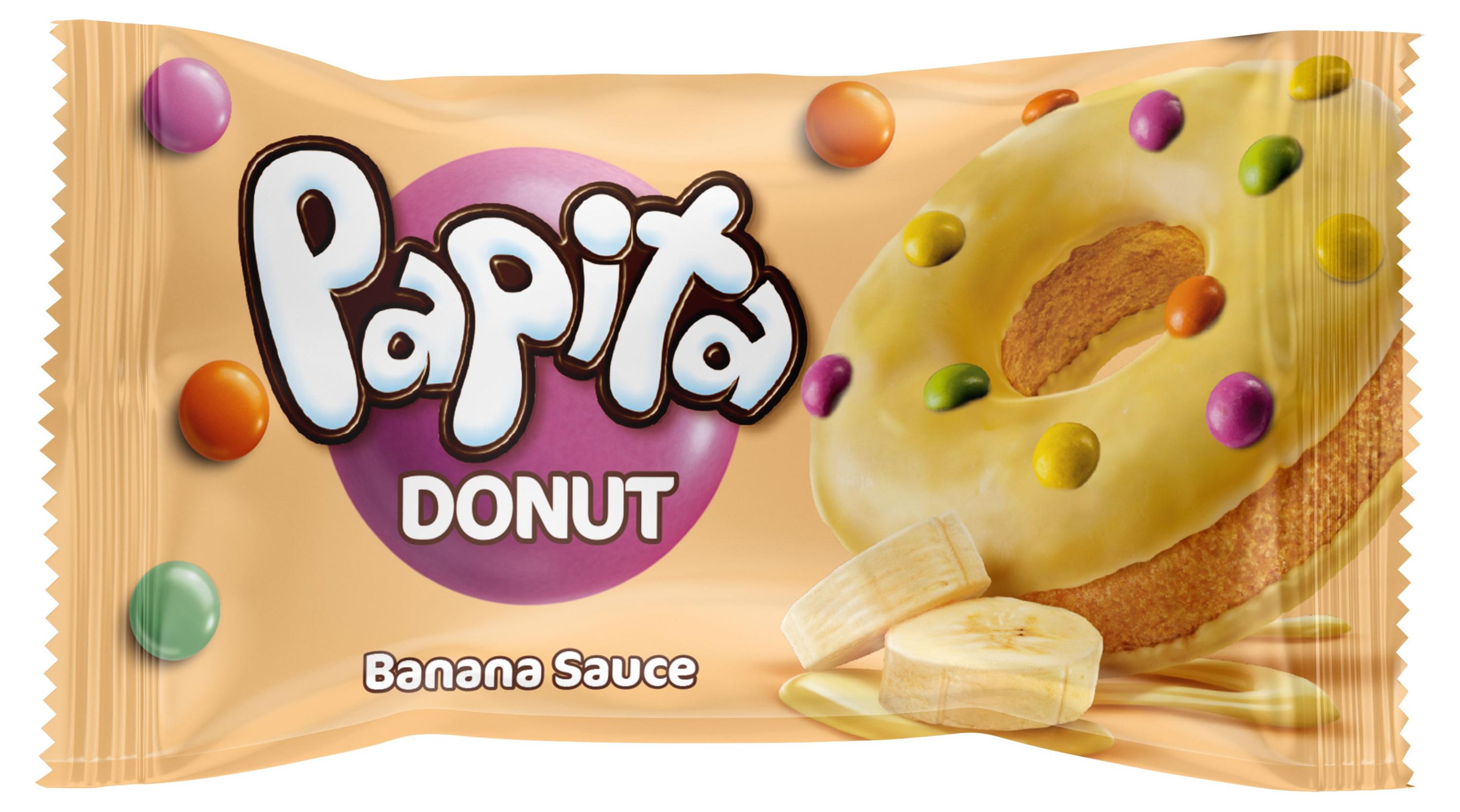 Кекс Papita Donut с банановой начинкой и цветным драже Турция, 40 г
