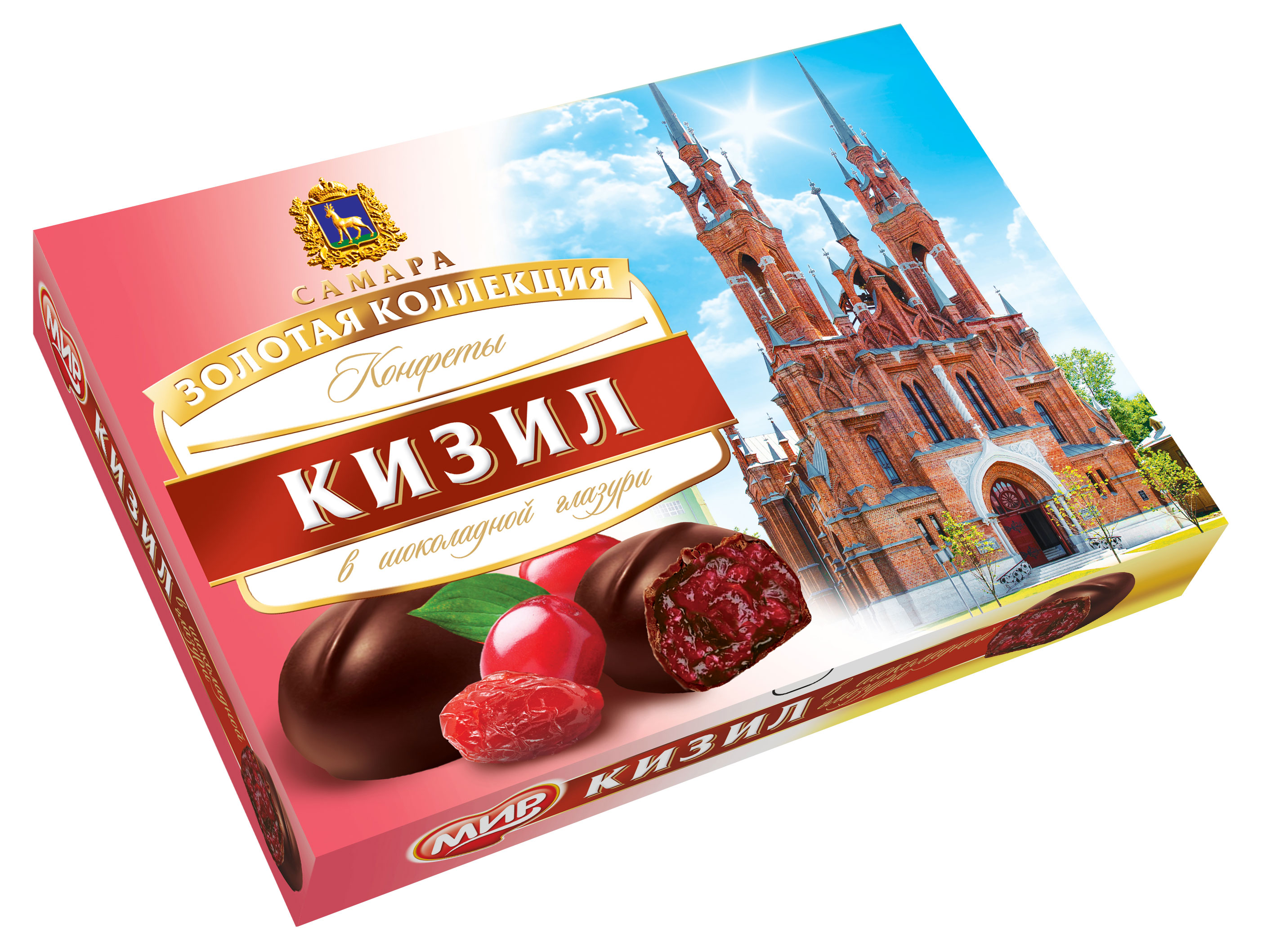 Конфеты Мир шоколадные с начинкой из сухофруктов Кизил, 160 г
