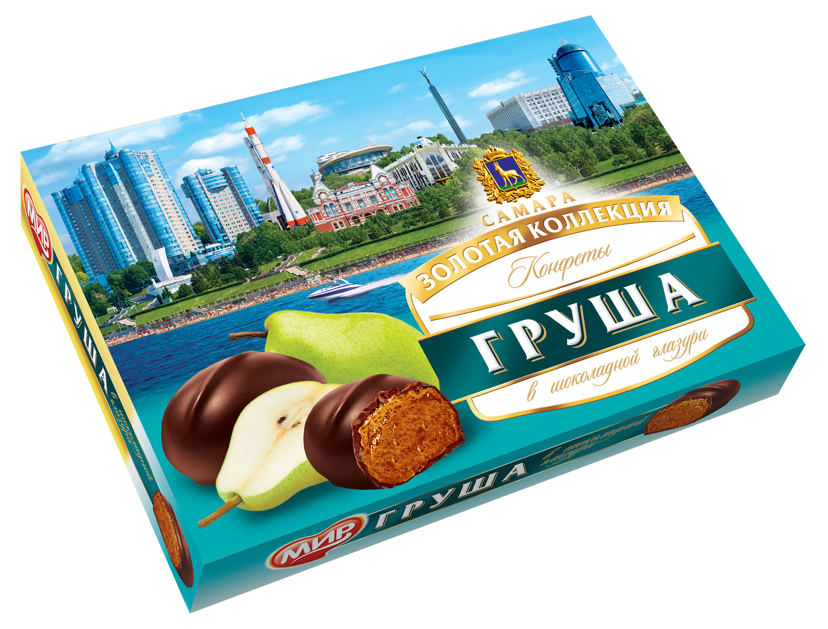 Конфеты Мир в шоколадной глазури с начинкой из сухофруктов Груша, 160 г