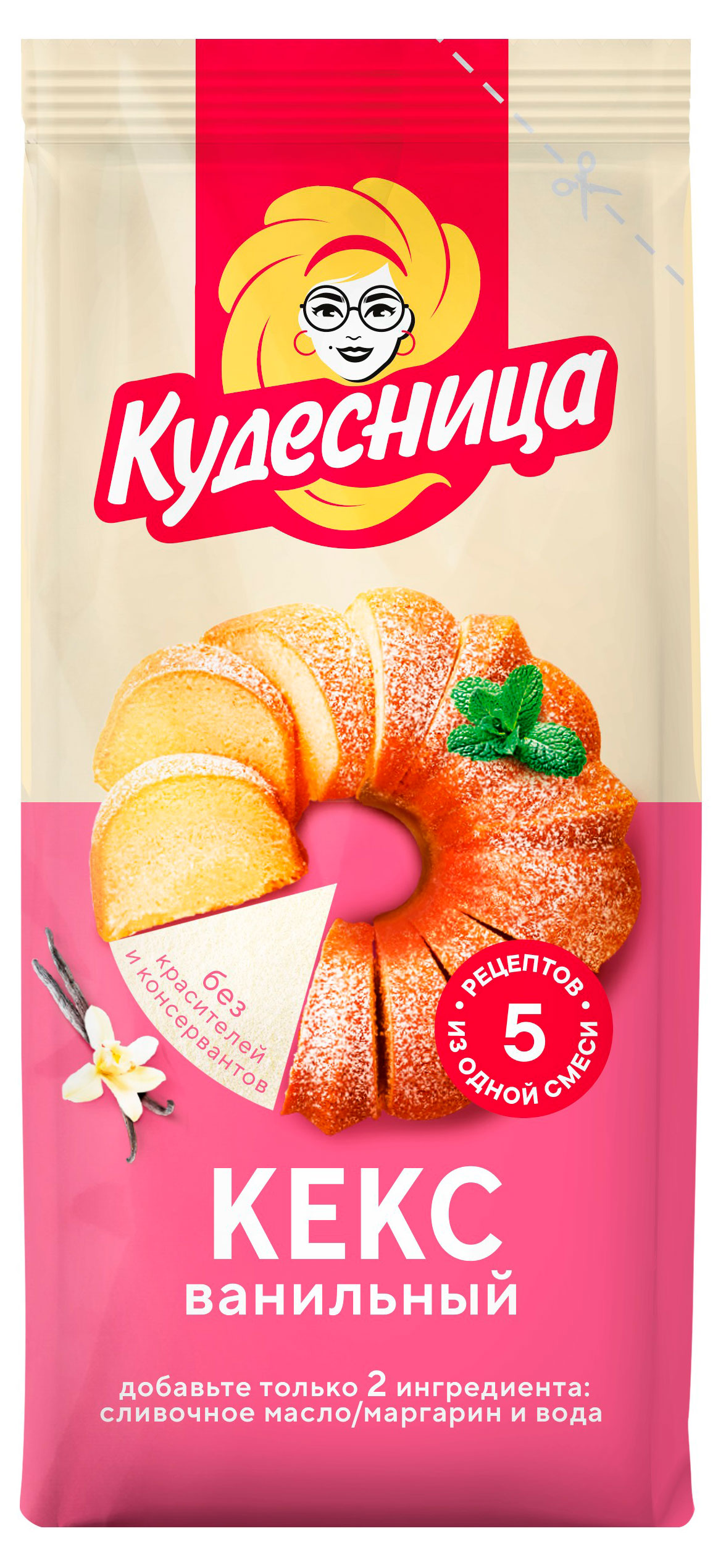 Смесь для выпечки Кудесница Кекс ванильный, 330 г