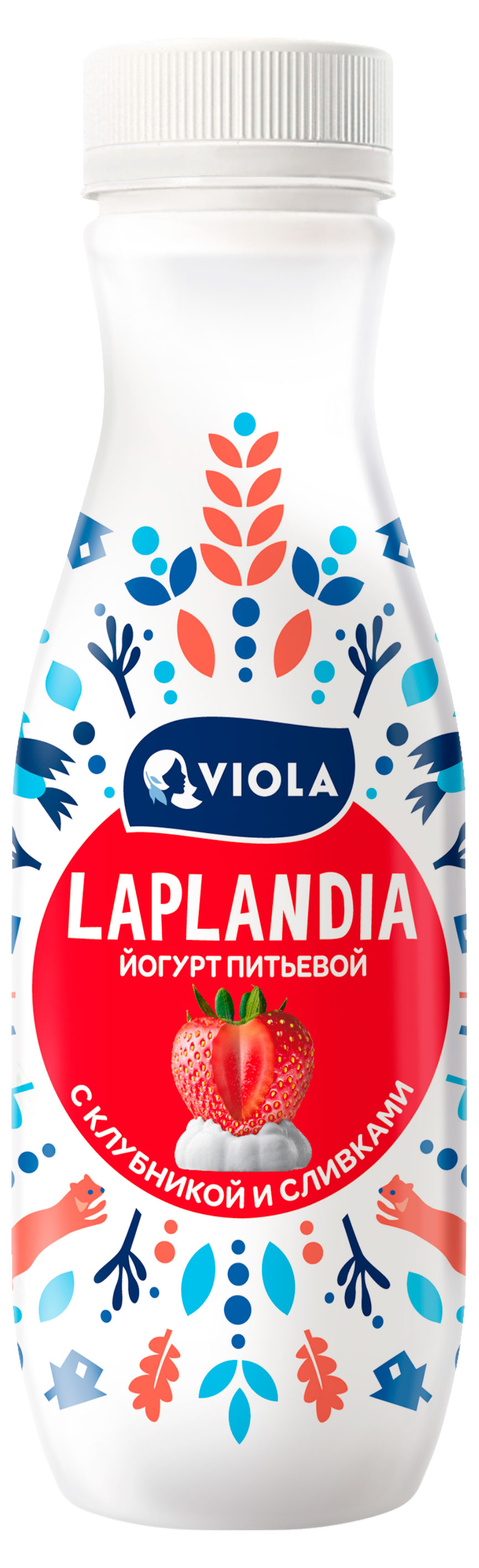 Йогурт питьевой Viola Laplandia клубника со сливками, 260 г