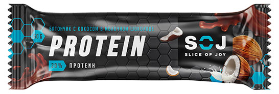 Батончик протеиновый Soj Protein с кокосом, 50 г