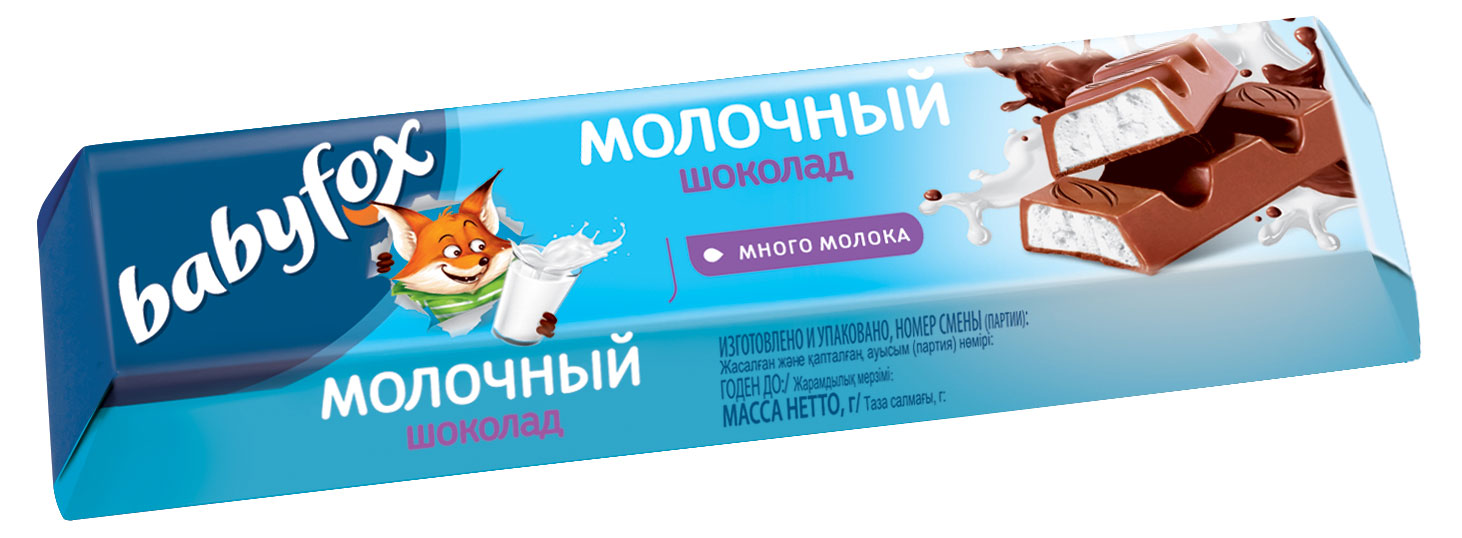 Шоколадный батончик BabyFox с молочной начинкой, 45 г