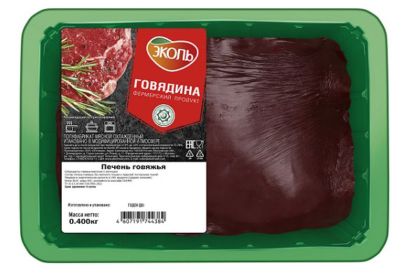 Печень Эколь говяжья охлажденная, 400 г