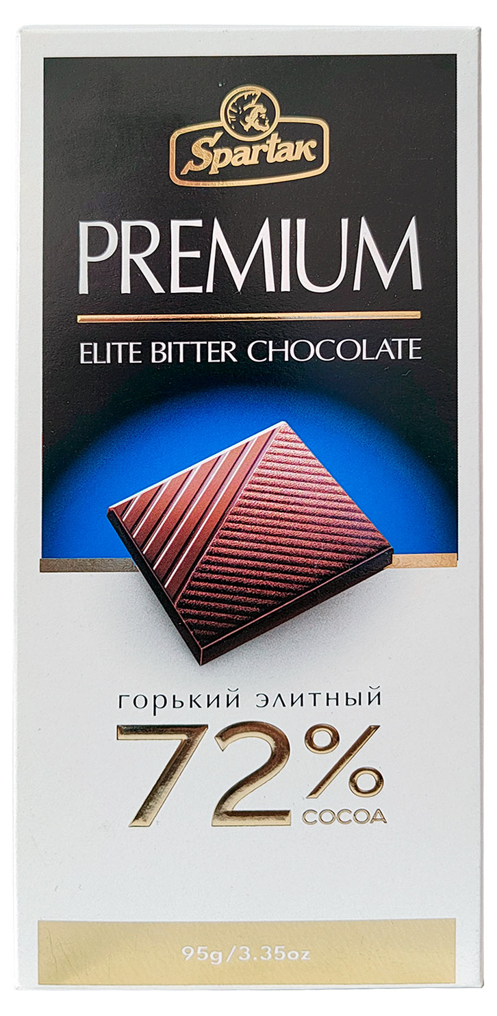Шоколад Спартак Premium Элитный горький 72%, 95 г