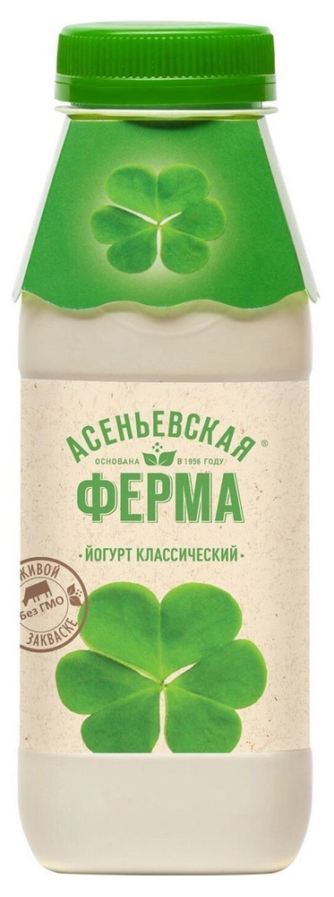 Йогурт питьевой Асеньевская ферма Классический фермерский 1,9% БЗМЖ, 330 г