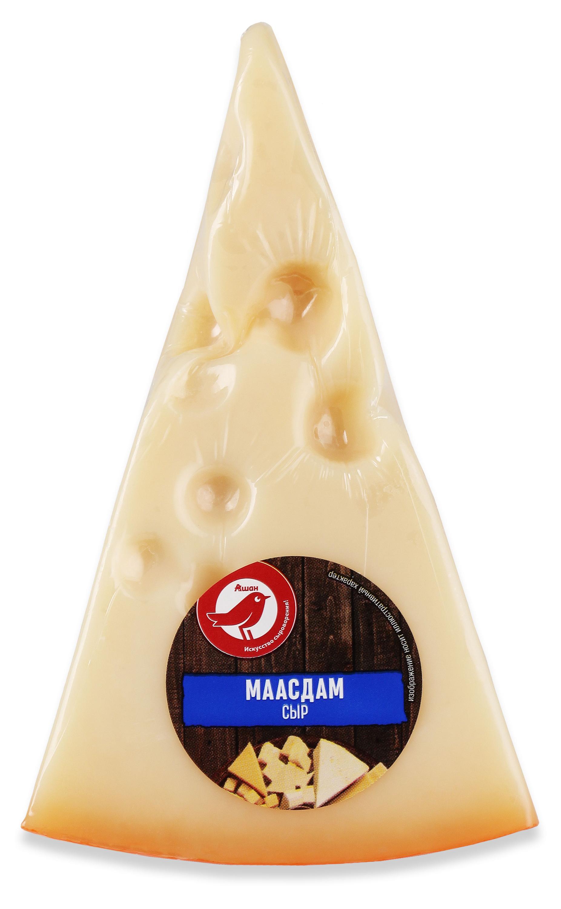 Сыр полутвердый Маасдам АШАН Красная птица Maasdam 45%, ~ 0,3 кг