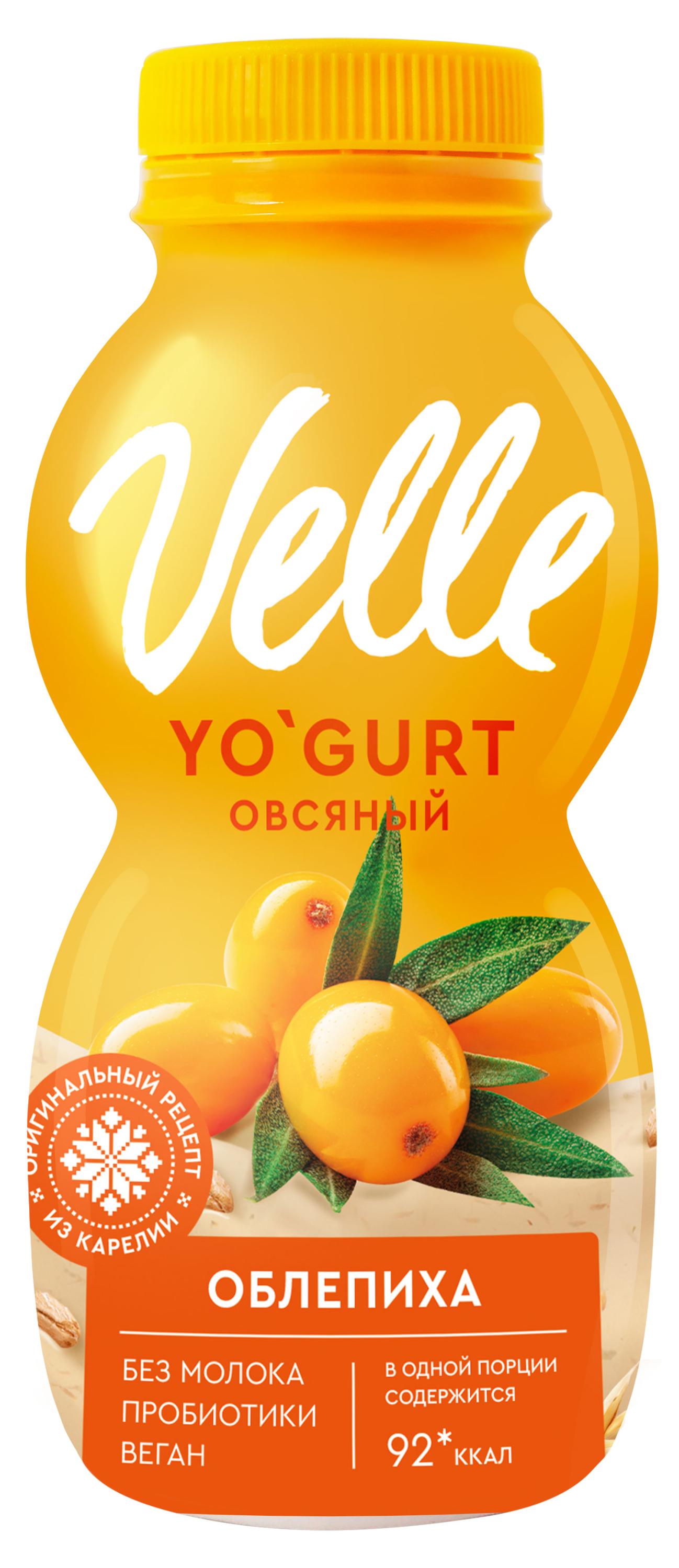 Продукт овсяный Velle Vegan Йогурт питьевой ферментированный облепиха охлажденный, 250 г