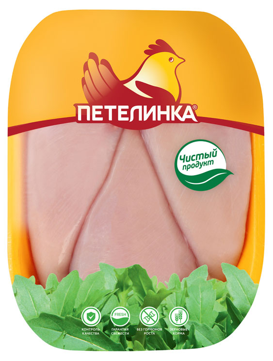 Филе куриное Петелинка без кожи охлажденное, ~ 900 г