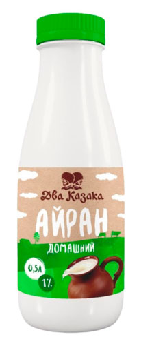 Напиток кисломолочный Айран Два Казака Домашний 1% БЗМЖ охлажденный, 500 г