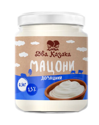Напиток кисломолочный Мацони Два Казака домашний 1,5% БЗМЖ охлажденный, 500 г