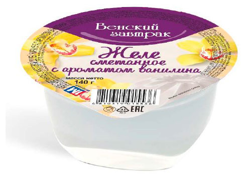 Желе сметанное Венский завтрак с ароматом ванили 15% Беларусь охлажденное, 140 г