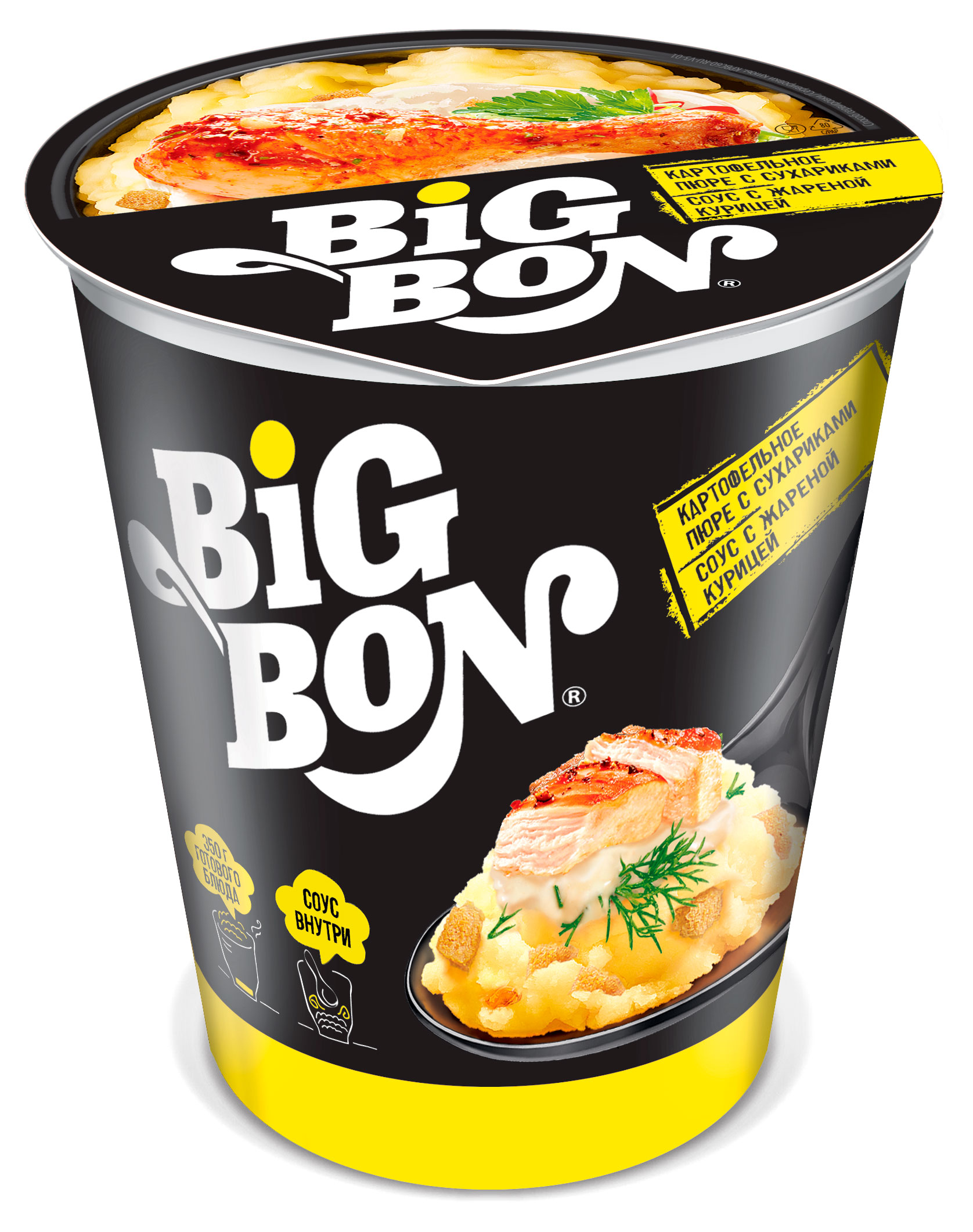 Пюре картофельное BIGBON с сухариками и соусом с жареной курицей, 60 г
