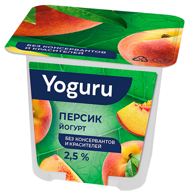 Йогурт густой Yoguru Персик 2,5% Беларусь, 125 г
