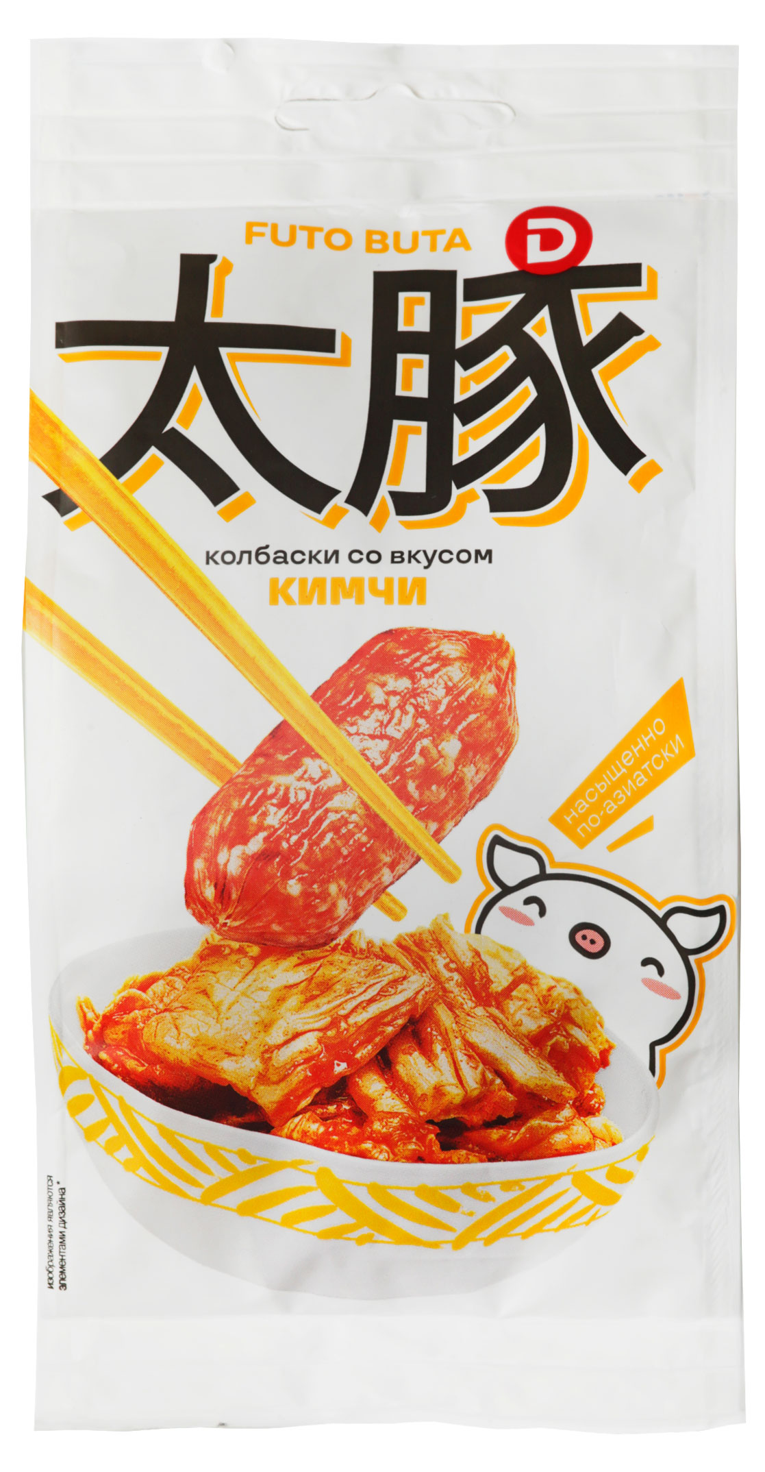Мясные снеки Колбаски сырокопченые Futo Buta со вкусом Кимчи полусухие острые, 50 г