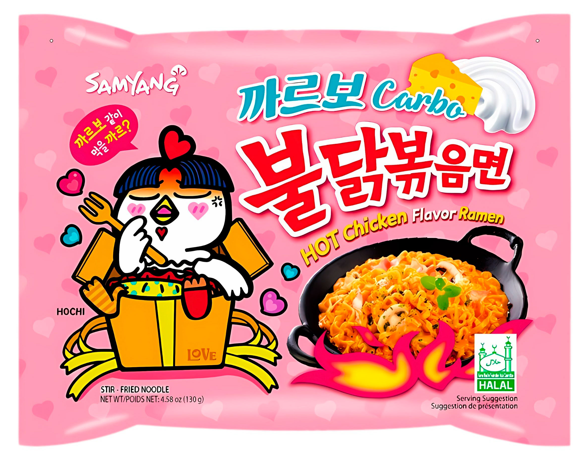 Лапша быстрого приготовления Samyang Hot Chicken острая курица в соусе Карбонара Корея, 130 г