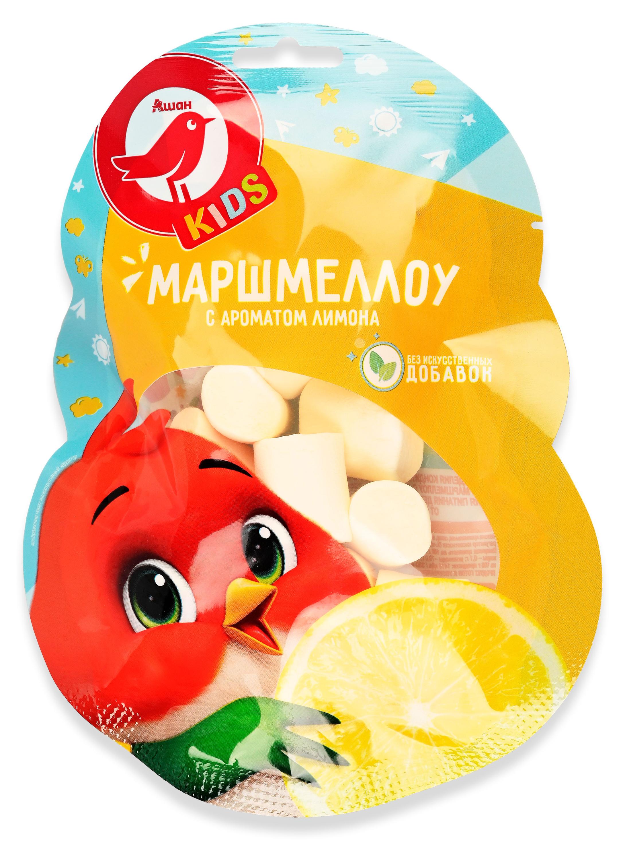 Маршмеллоу АШАН Красная птица Kids с лимоном, 50 г