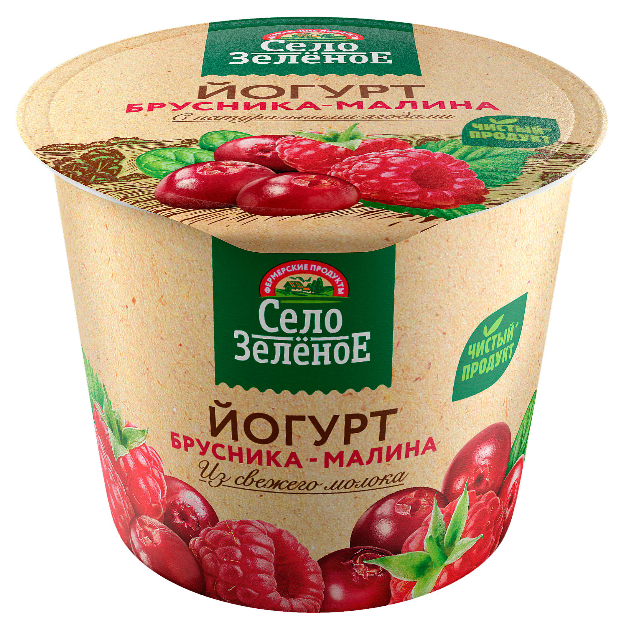 Йогурт Село Зеленое Брусника-малина 3,5% БЗМЖ, 120 г