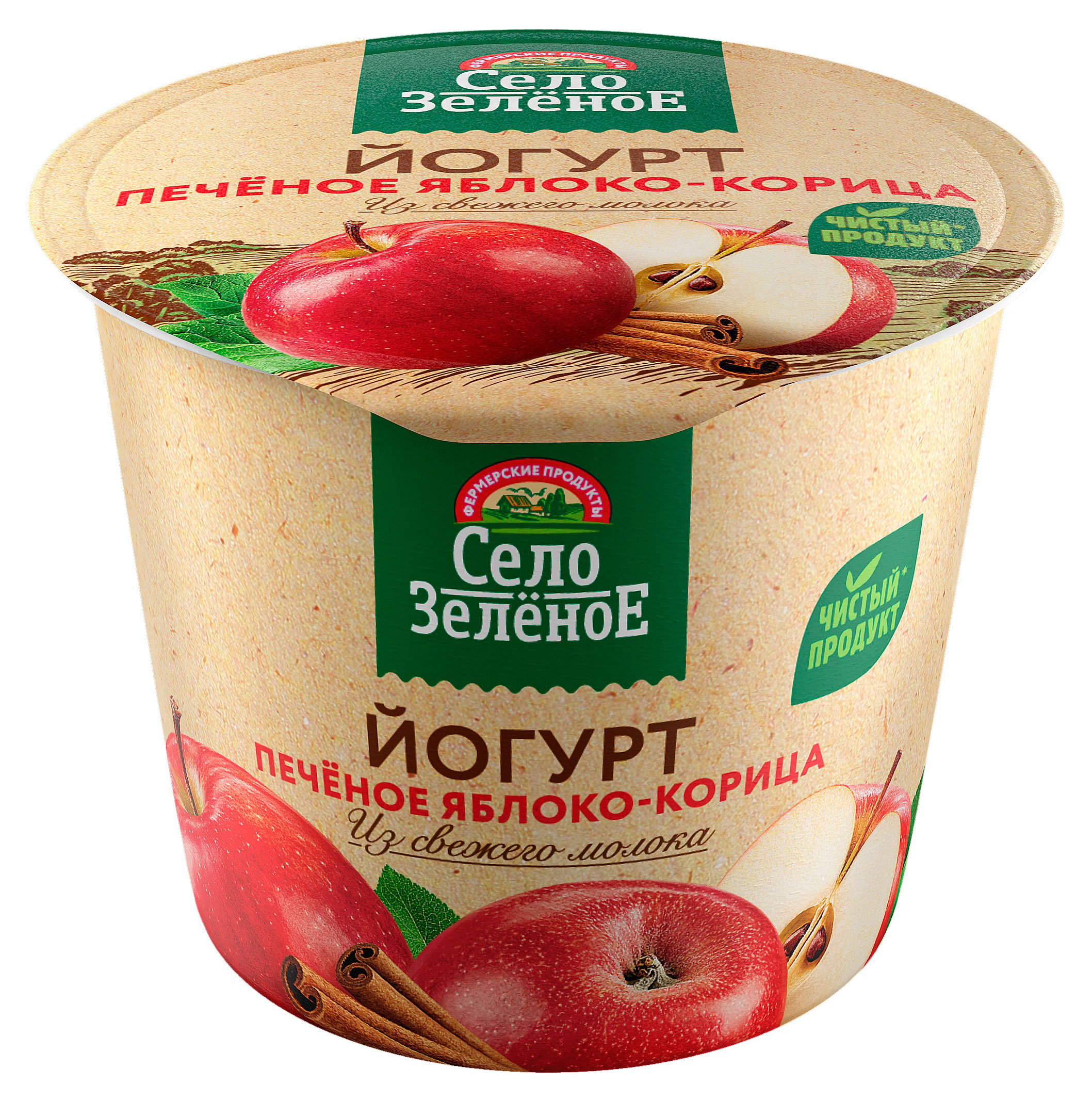 Йогурт Село Зеленое печеное яблоко корица 5% БЗМЖ, 120 г