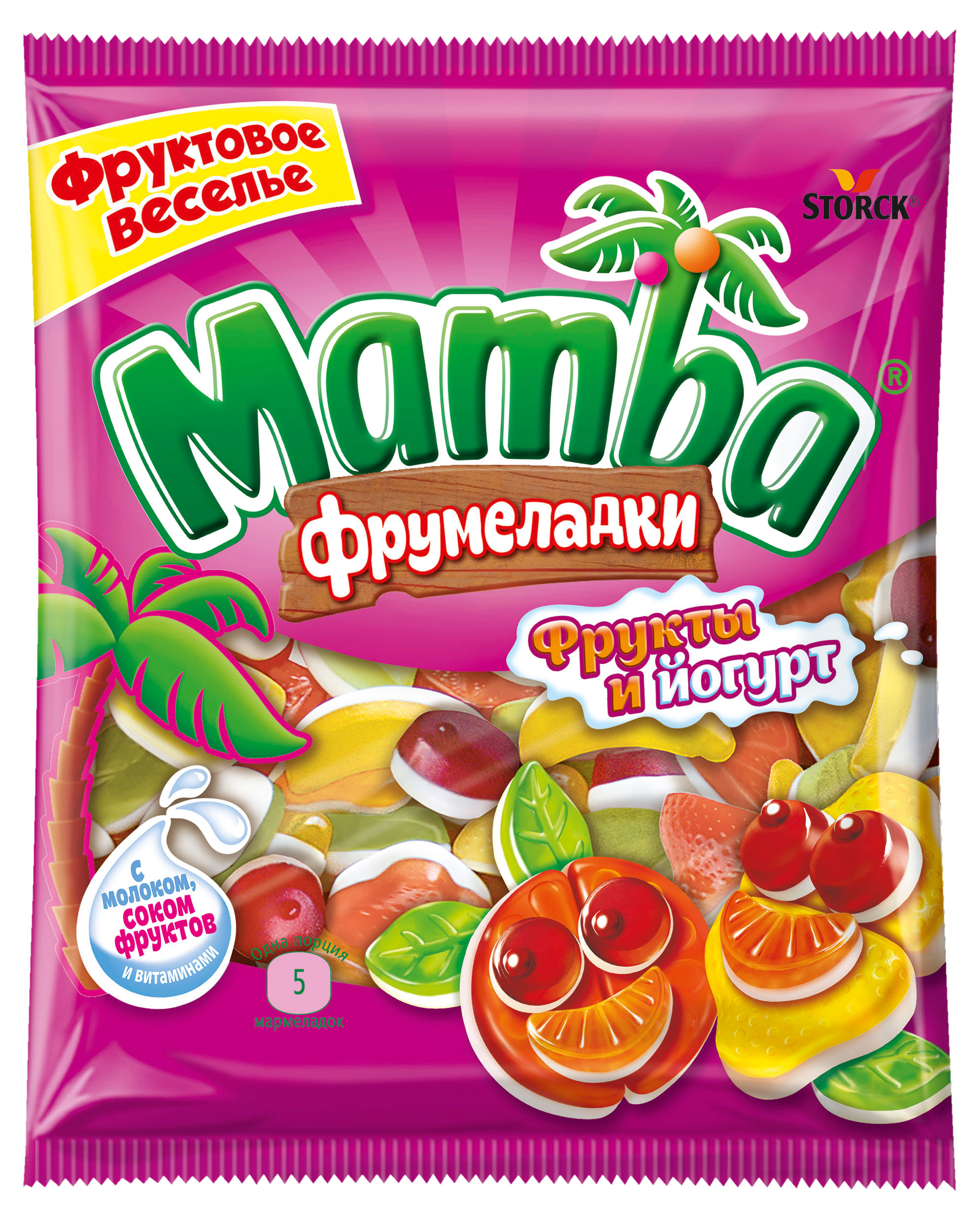 Мармелад Mamba Фрукты и йогурт жевательный Германия, 72 г