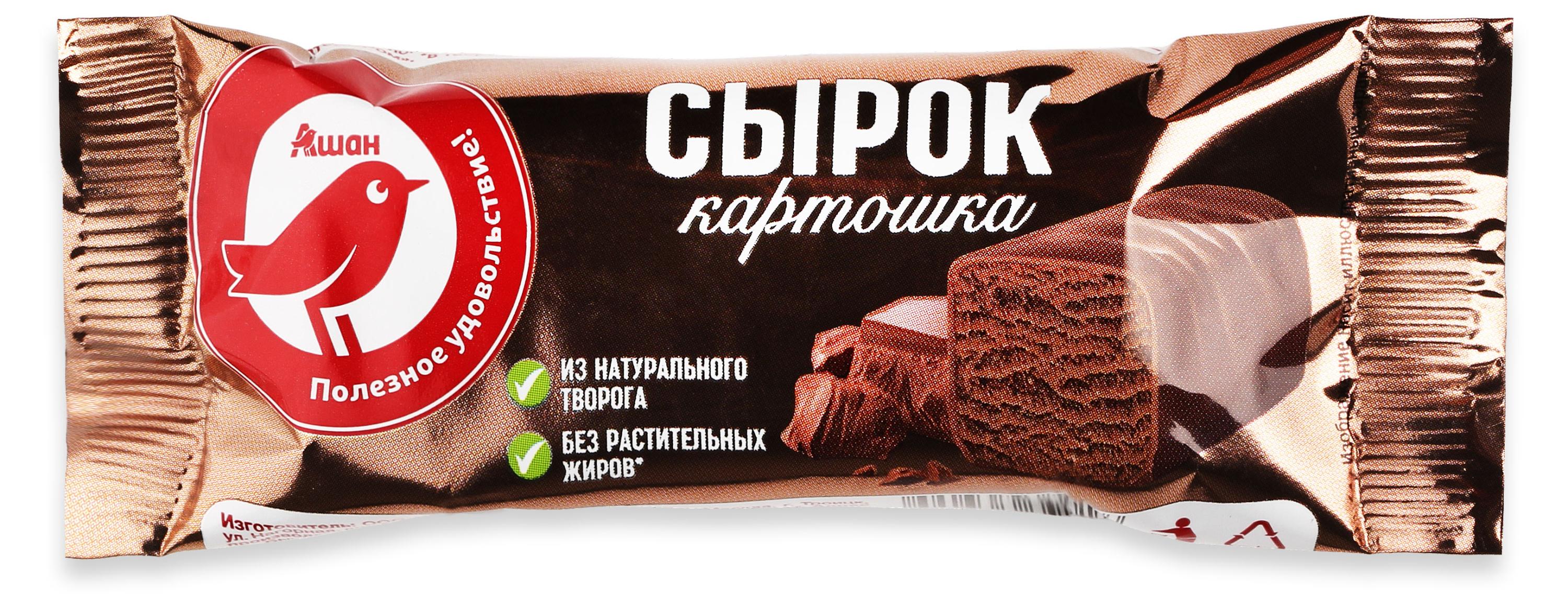 Сырок глазированный творожный АШАН Красная птица Картошка батончик 23% БЗМЖ, 40 г