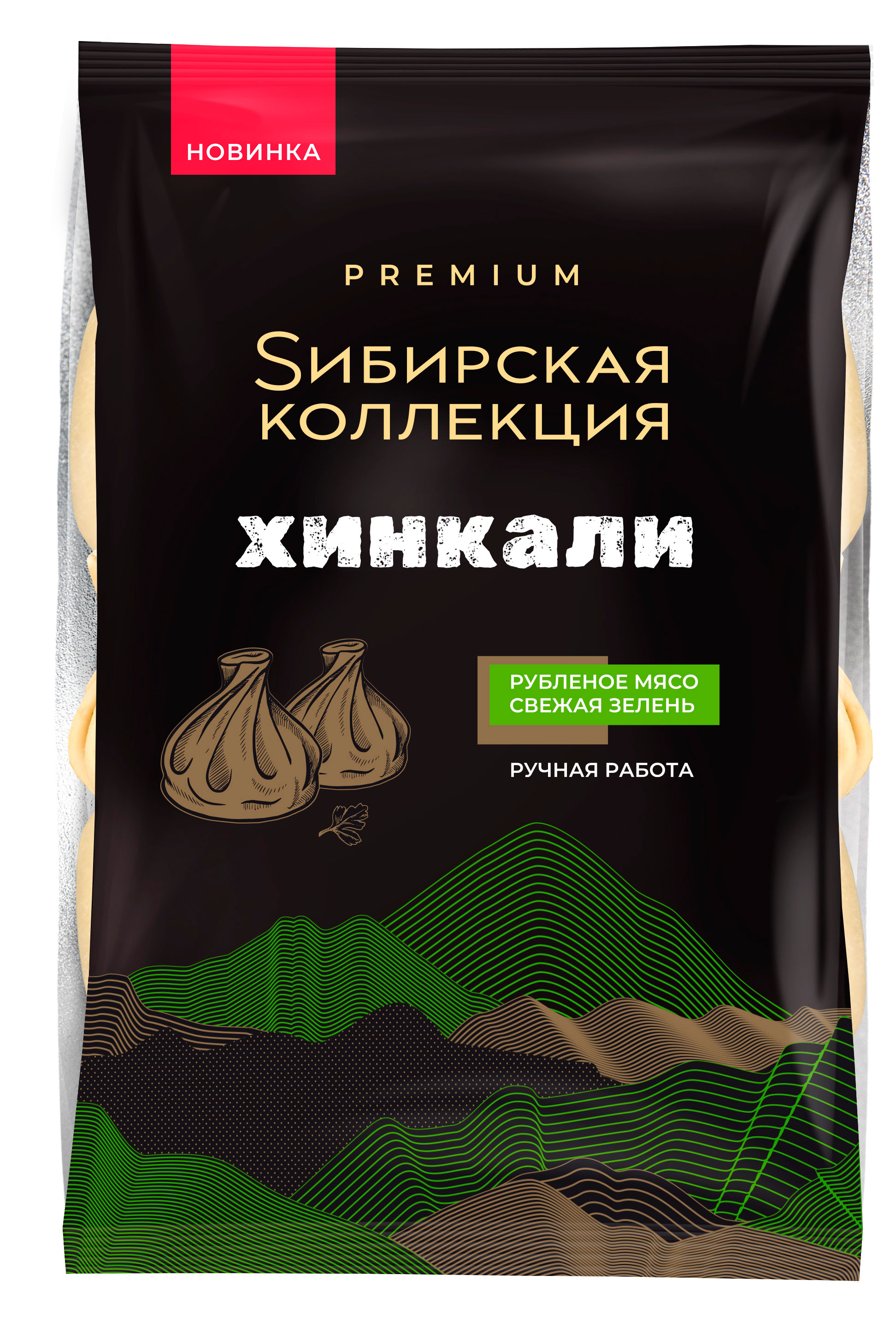 Хинкали мясные Sибирская Коллекция Premium из говядины и свинины с кинзой замороженные, 490 г
