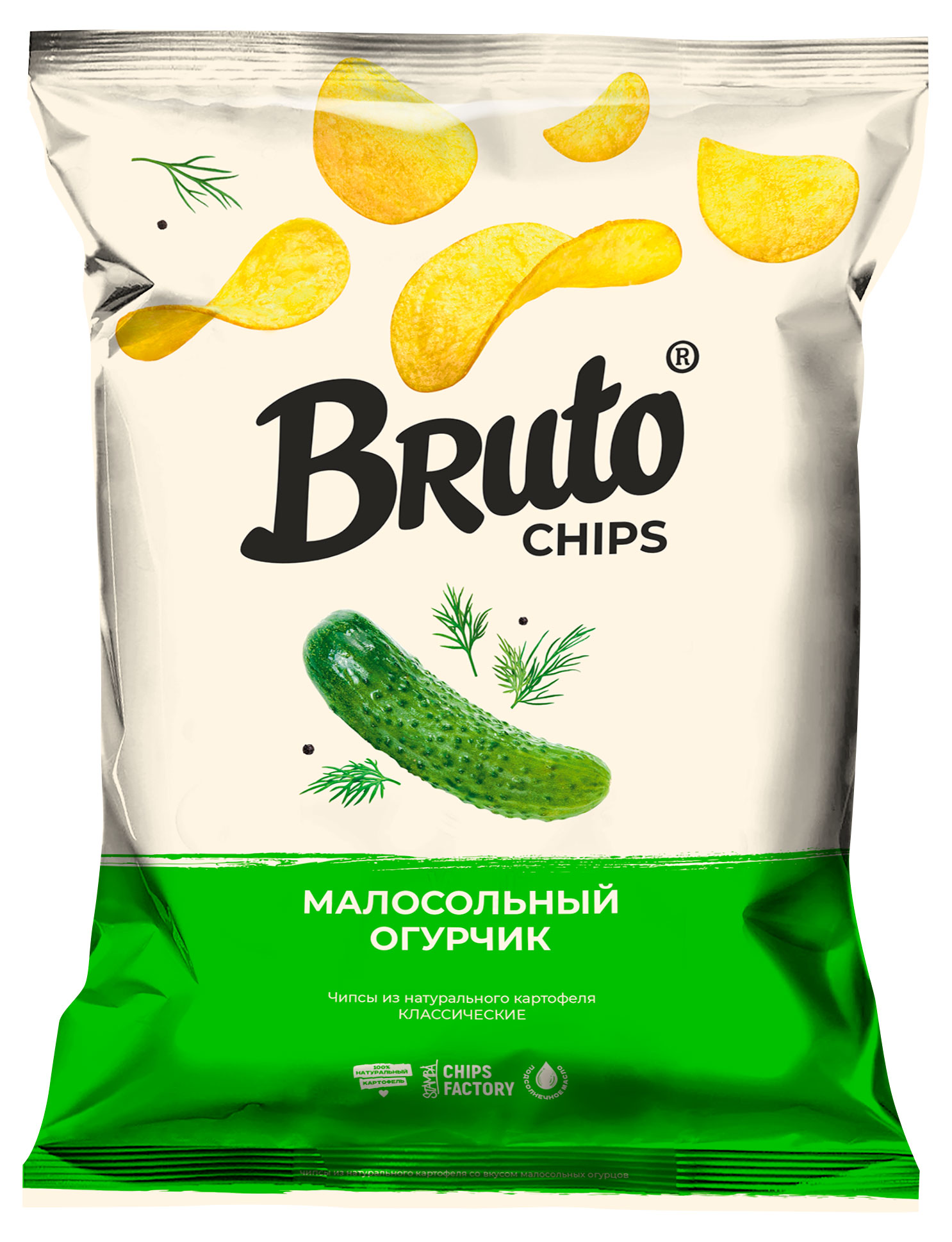Чипсы картофельные Bruto Малосольный огурчик, 120 г