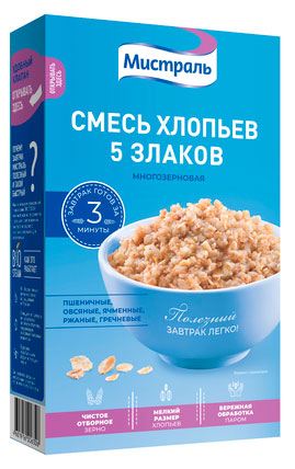 Смесь хлопьев Мистраль 5 злаков, 400 г