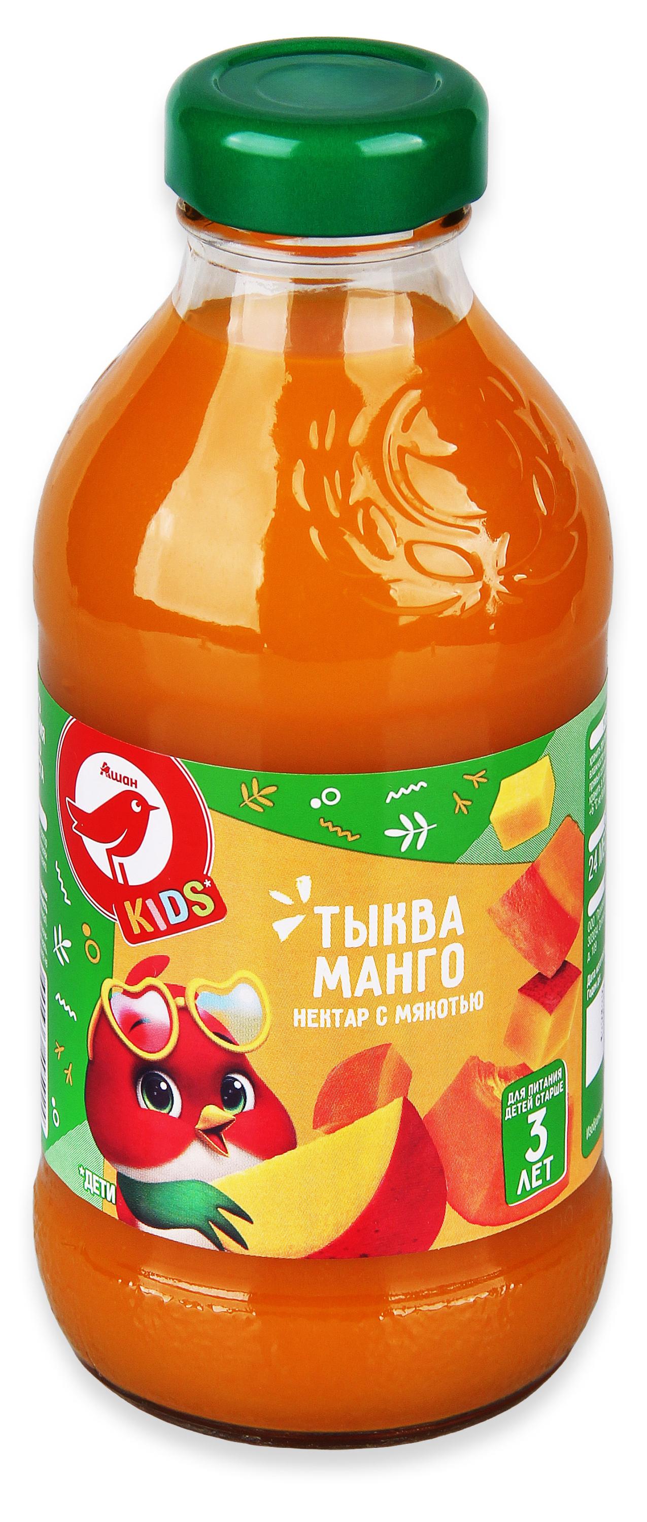 Нектар АШАН Красная птица Kids тыква манго с мякотью, 330 мл