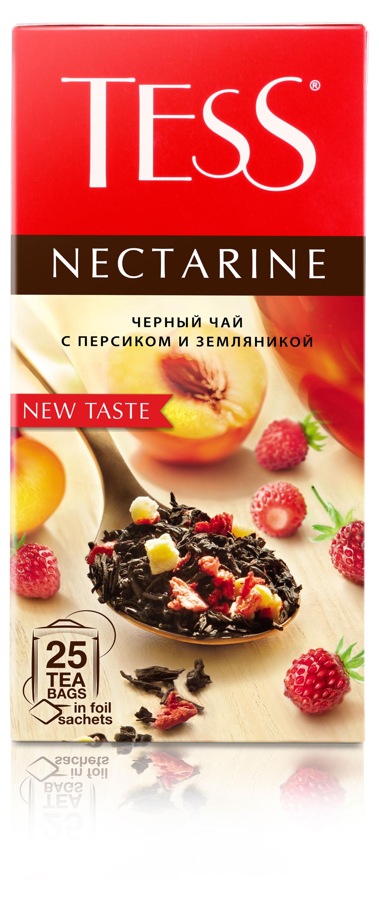 Чай черный Tess Nectarine с персиком и земляникой, 25х1,5 г