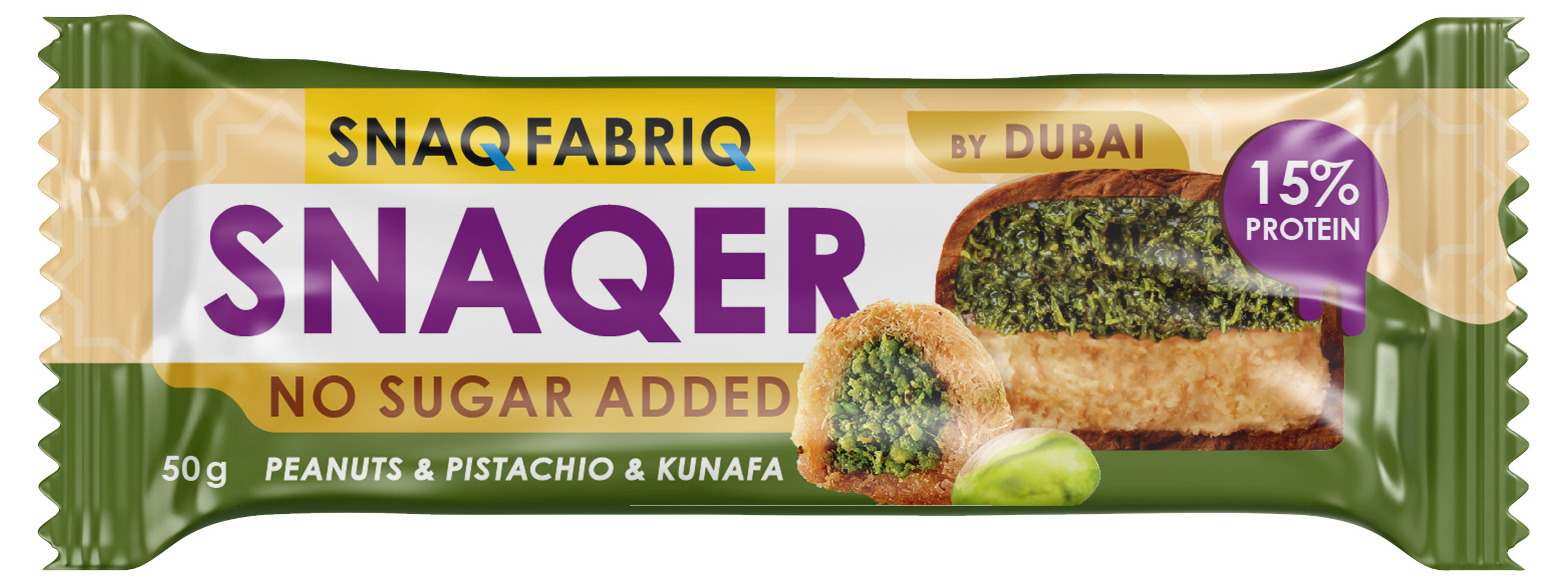 Батончик глазированный Snaq Fabriq Арахис с фисташкой и хрустящим тестом, 50 г